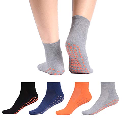 Pfedxoon 4 pares de calcetines antideslizantes antideslizantes de agarre pegajoso calcetines de yoga Pilates Hospital Calcetines Hombres Mujeres