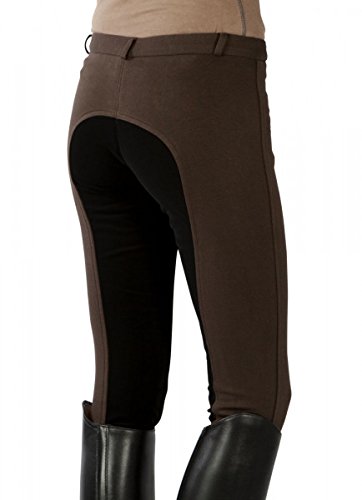 Pfiff - Pantalones de equitación con culera para niños, color Marrón (Brown/Black), tamaño: 140