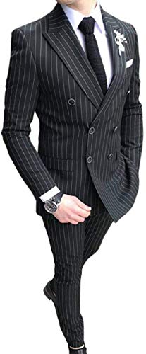 P&G Hombre Traje a Rayas Traje de Padrino de Boda Cruzado de Dos Piezas Ropa Formal P&G Hombre Traje a Rayas Traje de Padrino de Boda Cruzado de Dos Piezas Ropa Formal