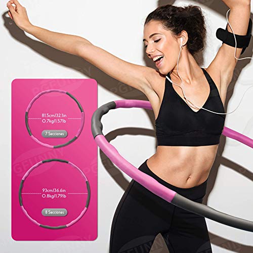 PGFUNNY Hula Hoop Fitness Hula Hoop Adultos Fitness Desmontable,Professional Hula Hoop para la reducción de Peso,para Que Los Adultos y Los Niños Hagan Ejercicio(con Cinta métrica y Bolsa)