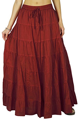 Phagun De Falda De Las Mujeres del Algodón del Verano Rojo Ladrillo Etnico Diseño Lazo De La Cintura - 42 Phagun De Falda De Las Mujeres del Algodón del Verano Rojo Ladrillo Etnico Diseño Lazo De La Cintura - 42