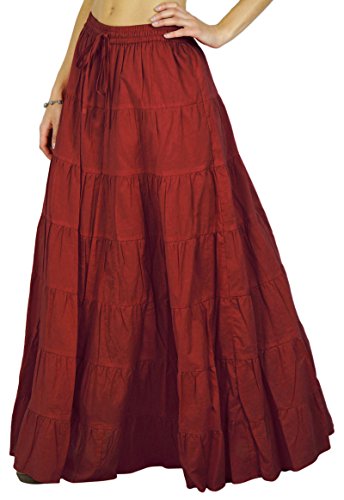 Phagun De Falda De Las Mujeres del Algodón del Verano Rojo Ladrillo Etnico Diseño Lazo De La Cintura - 42 Phagun De Falda De Las Mujeres del Algodón del Verano Rojo Ladrillo Etnico Diseño Lazo De La Cintura - 42
