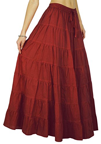 Phagun De Falda De Las Mujeres del Algodón del Verano Rojo Ladrillo Etnico Diseño Lazo De La Cintura - 42
