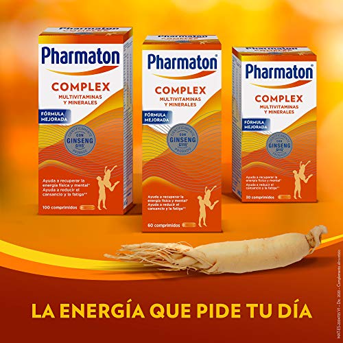 Pharmaton - Multivitamínico con ginseng, Complex 100 cápsulas, Ayuda a recuperar la energía