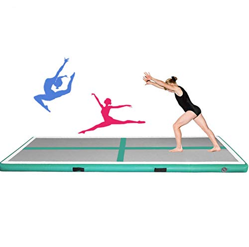 Phil Beauty Air Track para Gimnasia con Bomba de Aire Eléctrica Pista de Aire Inflable Tumbling Alfombrillas-Colchonetas para de Aterrizaje de Entrenamiento,Verde,400x100x10cm