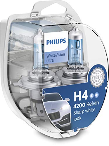 Philips 12342WVUSM WhiteVision Ultra Efecto Xenon H4 Bombilla para Faros Delanteros, 4.200K, Set de 2