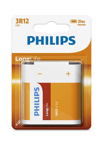 Philips 3R12L1B/10 - Batería Longlife (Zinc carbon, 4.5 V), color naranja