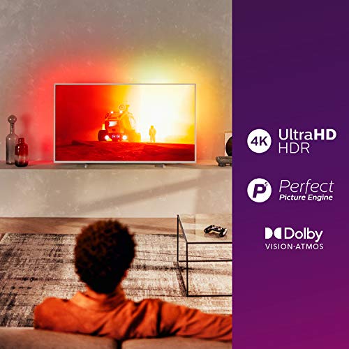 Philips 43PUS7855/12 Ambilight Televisor 4K UHD de 43 pulgadas (P5 Perfect Picture Engine, Asistente Alexa integrada, Smart TV, Función de control por voz), Color plata claro (modelo de 2020/2021)