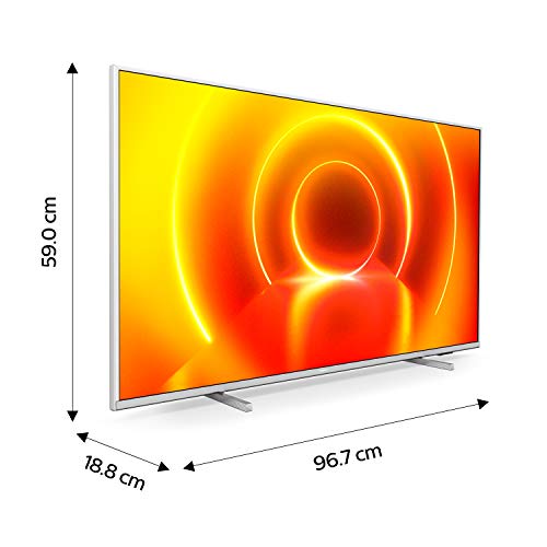 Philips 43PUS7855/12 Ambilight Televisor 4K UHD de 43 pulgadas (P5 Perfect Picture Engine, Asistente Alexa integrada, Smart TV, Función de control por voz), Color plata claro (modelo de 2020/2021)