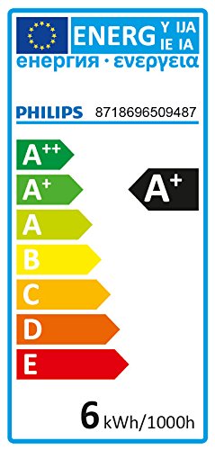 Philips Bombillas LED Vela E14, 5.5 W equivalentes a 40 W en incandescencia, 470 lúmenes, luz blanca cálida, Pack de 6 Philips Bombillas LED Vela E14, 5.5 W equivalentes a 40 W en incandescencia, 470 lúmenes, luz blanca cálida, Pack de 6