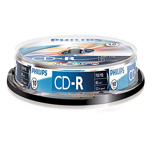 Philips CR7D5 NB10/00 CD-R - Discos vacios, 50 x 700 MB, 80 minutos, 10 piezas