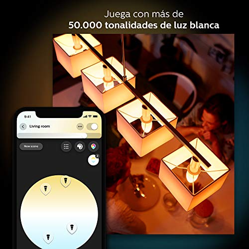 Philips Hue Bombilla Inteligente LED E14, 6 W, Luz Blanca de Cálida a Fría, Compatible con Alexa y Google Home Philips Hue Bombilla Inteligente LED E14, 6 W, Luz Blanca de Cálida a Fría, Compatible con Alexa y Google Home