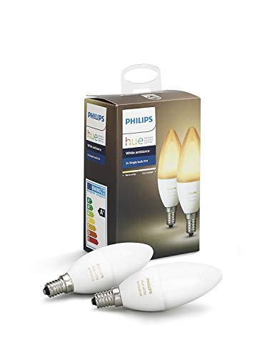 Philips Hue Bombilla Inteligente LED E14, 6 W, Luz Blanca de Cálida a Fría, Compatible con Alexa y Google Home Philips Hue Bombilla Inteligente LED E14, 6 W, Luz Blanca de Cálida a Fría, Compatible con Alexa y Google Home