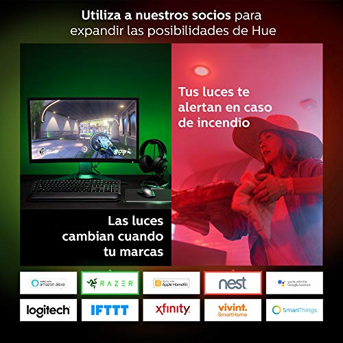 Philips Hue Hue Pack 2 Bombillas Inteligentes LED E14, Luz Blanca, Compatible con Alexa y Google Home, 6.5 W, White and Color Ambiance