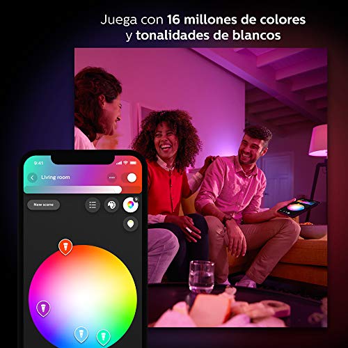 Philips Hue Hue Pack 2 Bombillas Inteligentes LED E14, Luz Blanca, Compatible con Alexa y Google Home, 6.5 W, White and Color Ambiance