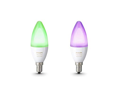 Philips Hue Hue Pack 2 Bombillas Inteligentes LED E14, Luz Blanca, Compatible con Alexa y Google Home, 6.5 W, White and Color Ambiance Philips Hue Hue Pack 2 Bombillas Inteligentes LED E14, Luz Blanca, Compatible con Alexa y Google Home, 6.5 W, White and Color Ambiance
