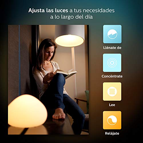 Philips Hue Hue Pack 2 Bombillas Inteligentes LED E14, Luz Blanca, Compatible con Alexa y Google Home, 6.5 W, White and Color Ambiance