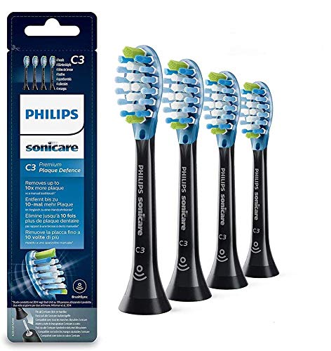 Philips HX9044/33 Pack 4 cabezales Sonicare Premium Plaque Control Negro con tecnología RFID y BrushSync mode