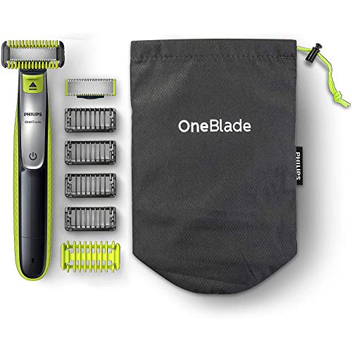 Philips QP2630/30 OneBlade Cara + Cuerpo - Recortador de Barba Recargable con Peine-guía para el Cuerpo, 4 Peines-guía para Barba de 1,2,3 y 5 mm, Uso en Seco y Húmedo