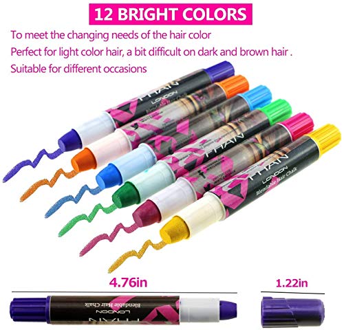 Philonext Plumas de Tiza Coloridas cerosas Profesionales del Pelo Color de Pelo Temporal no tóxico del Brillo de Las Plumas de Tiza (12 Colors) Philonext Plumas de Tiza Coloridas cerosas Profesionales del Pelo Color de Pelo Temporal no tóxico del Brillo de Las Plumas de Tiza (12 Colors)
