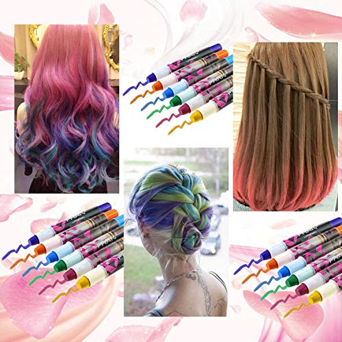 Philonext Plumas de Tiza Coloridas cerosas Profesionales del Pelo Color de Pelo Temporal no tóxico del Brillo de Las Plumas de Tiza (12 Colors)