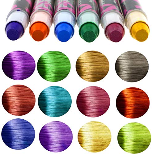 Philonext Plumas de Tiza Coloridas cerosas Profesionales del Pelo Color de Pelo Temporal no tóxico del Brillo de Las Plumas de Tiza (12 Colors)