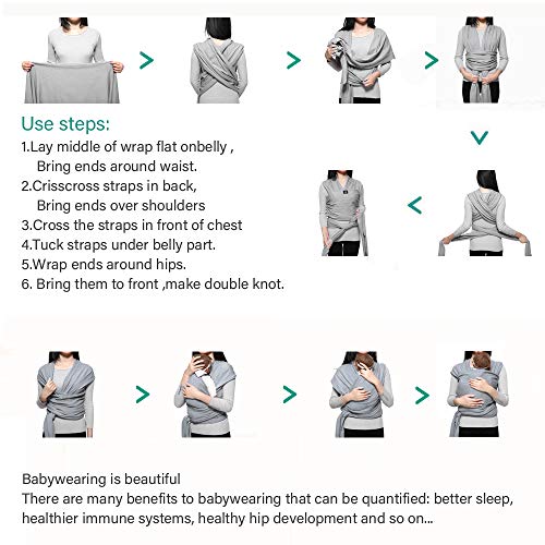 Phiraggit Fular Portabebé,Manta para Lactancia Un Tamaño para Todos - Elastico Porta bebé Wrap para Madre y Padre- Porteo Seguro y Ergonómico, portabebés para recién nacidos hasta 20 kg (Gris claro) Phiraggit Fular Portabebé,Manta para Lactancia Un Tamaño para Todos - Elastico Porta bebé Wrap para Madre y Padre- Porteo Seguro y Ergonómico, portabebés para recién nacidos hasta 20 kg (Gris claro)