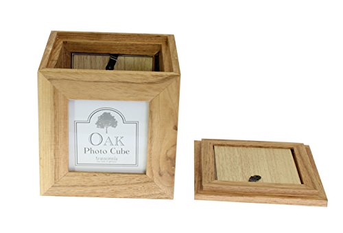 Photo Frames Caja de recuerdo de foto de madera de roble natural 3 x 3 pulgadas