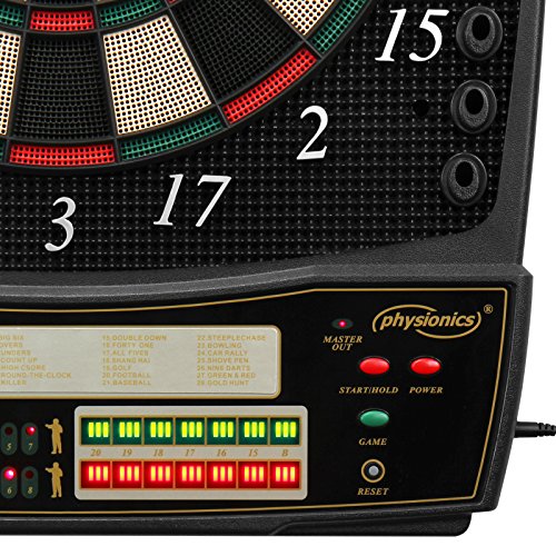 Physionics Diana Electrónica - 28 Juegos (Muchas Variaciones), Inc. 12 Dardos con 100 Puntas de Repuesto - LCD Juego de Dardos Automática, Dartboard, Darts