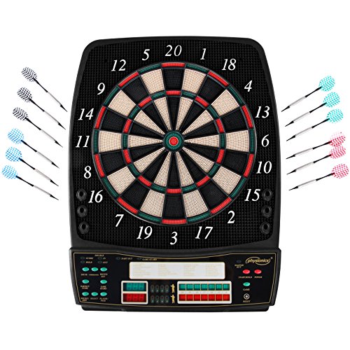 Physionics Diana Electrónica - 28 Juegos (Muchas Variaciones), Inc. 12 Dardos con 100 Puntas de Repuesto - LCD Juego de Dardos Automática, Dartboard, Darts