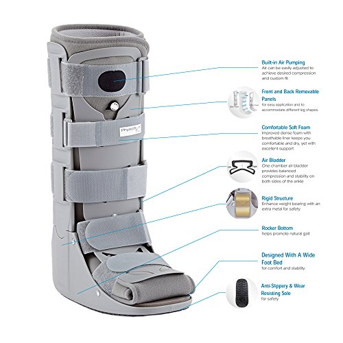 PhysioRoom Air Shield Walker - Pie, Tobillo y Heal Fractura Soporte de compresión, adaptable, transpirable e higiénico Brace con paneles delanteros y traseros extraíbles, ayuda a la rehabilitación y aumenta la estabilidad - Walker Boot