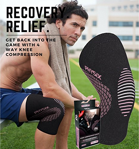 Physix Gear Sport Rodillera Deportiva, Las Mejores Rodilleras Crossfit Mujer y Hombre Antideslizantes, Rodilleras Deportivas cómodas y fáciles de Poner, Rodillera de compresión, 1 ud, S, Negro/Rosa Physix Gear Sport Rodillera Deportiva, Las Mejores Rodilleras Crossfit Mujer y Hombre Antideslizantes, Rodilleras Deportivas cómodas y fáciles de Poner, Rodillera de compresión, 1 ud, S, Negro/Rosa