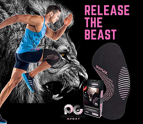 Physix Gear Sport Rodillera Deportiva, Las Mejores Rodilleras Crossfit Mujer y Hombre Antideslizantes, Rodilleras Deportivas cómodas y fáciles de Poner, Rodillera de compresión, 1 ud, S, Negro/Rosa Physix Gear Sport Rodillera Deportiva, Las Mejores Rodilleras Crossfit Mujer y Hombre Antideslizantes, Rodilleras Deportivas cómodas y fáciles de Poner, Rodillera de compresión, 1 ud, S, Negro/Rosa