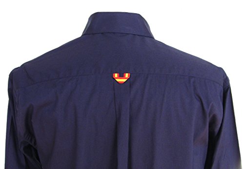 Pi2010 Camisa Bandera de España Hombre Marino con Cuadro escoces, Fabricado en España Talla M