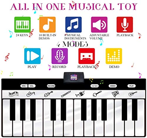 PIANO MAT para niños, teclado MAT SLAY PIANO MAT PIANO DEMOS MUSICALES EDUCATIVA MUSICAL CON REPRODUCCIÓN DE PLAYA Y MODOS DEMO 8 Instrumentos musicales diferentes Opciones de sonido 24 llaves piano i