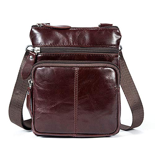 PIANYIHUO portafolioWork Business Messenger Office Mujeres Hombres Bolso Cross Maletín de Cuero Genuino para Bolso Hombre Mujer Bolso pequeño portátil, Rojo Vino