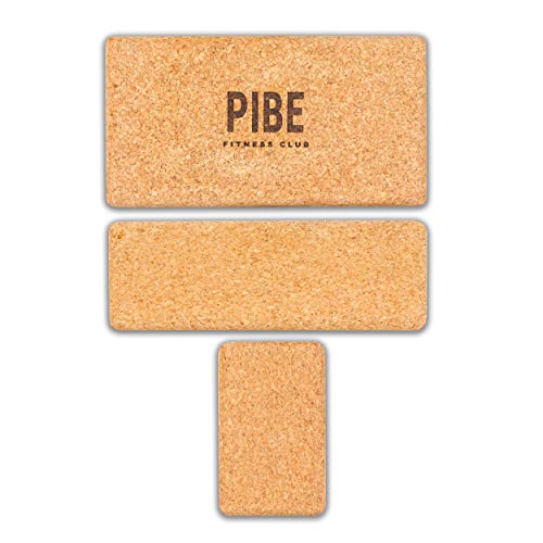 Pibe Bloque Yoga Corcho Natural Pack 2 Piezas Ecológico de Alta Densidad 22,5 x 12 x 7,5 Centímetros Ladrillo Yoga Block Cork para Pilates y Ejercicios de Yoga. Corcho Natural de Portugal