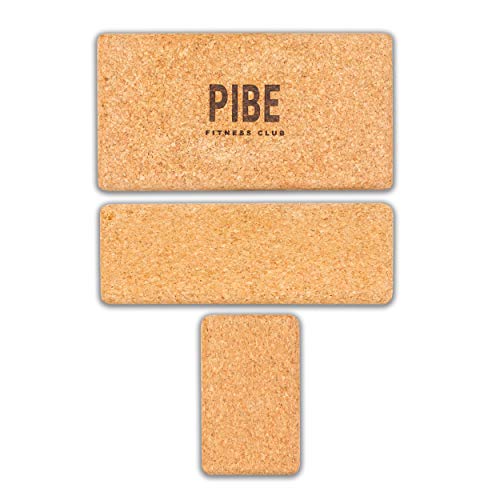 Pibe Bloque Yoga Corcho Natural Pack 2 Piezas Ecológico de Alta Densidad 22,5 x 12 x 7,5 Centímetros Ladrillo Yoga Block Cork para Pilates y Ejercicios de Yoga. Corcho Natural de Portugal