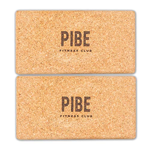 Pibe Bloque Yoga Corcho Natural Pack 2 Piezas Ecológico de Alta Densidad 22,5 x 12 x 7,5 Centímetros Ladrillo Yoga Block Cork para Pilates y Ejercicios de Yoga. Corcho Natural de Portugal