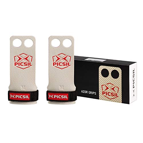 PICSIL Calleras Azor para Cross Training 2 Agujeros Agarre y Protector de Mano o Guantes para Gimnasia Unisex para Hombres y Mujeres en Deportes de Fitness Calistenia Halterofilia (Talla L, Blanco) PICSIL Calleras Azor para Cross Training 2 Agujeros Agarre y Protector de Mano o Guantes para Gimnasia Unisex para Hombres y Mujeres en Deportes de Fitness Calistenia Halterofilia (Talla L, Blanco)