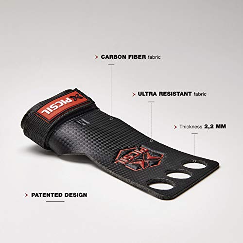 PICSIL Calleras RX Carbon para Cross Training 3 Agujeros Agarre y Protector de Mano o Guantes para Gimnasia Unisex para Hombres y Mujeres en Deportes de Fitness Calistenia Halterofilia (Talla M, Rojo) PICSIL Calleras RX Carbon para Cross Training 3 Agujeros Agarre y Protector de Mano o Guantes para Gimnasia Unisex para Hombres y Mujeres en Deportes de Fitness Calistenia Halterofilia (Talla M, Rojo)