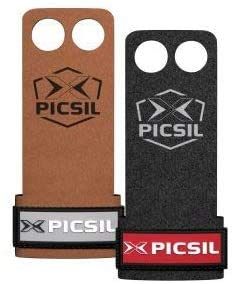 PicSil Raven 2H Calleras para Cross Training Grips 2 Agujeros Agarre y Protector de Mano o Guantes para Gimnasia Unisex para Hombres y Mujeres en Deportes de Fitness Halterofilia (Talla S, Negro)