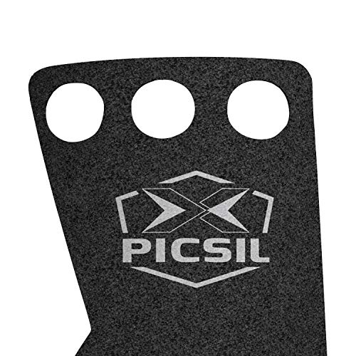 PICSIL Raven 3H Calleras para Cross Training Grips 3 Agujeros Agarre y Protector de Mano o Guantes para Gimnasia Unisex para Hombres y Mujeres en Deportes Fitness Halterofilia (Talla L, Negro)