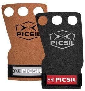 PICSIL Raven 3H Calleras para Cross Training Grips 3 Agujeros Agarre y Protector de Mano o Guantes para Gimnasia Unisex para Hombres y Mujeres en Deportes Fitness Halterofilia (Talla L, Negro)