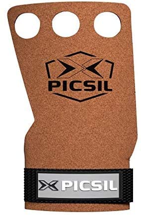 PicSil Raven 3H Calleras para Cross Training Grips 3 Agujeros Agarre y Protector de Mano o Guantes para Gimnasia Unisex para Hombres y Mujeres en Deportes Fitness Halterofilia (Talla S, Marrón)