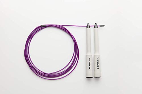 PicSil Sphinx Rope Cuerda de Saltar Ligera 28grs de Plástico Resistente y Duradero Cable Ajustable para Alta Velocidad orientada Profesionales Hombres y Mujeres del Fitness y Cross Training (White)