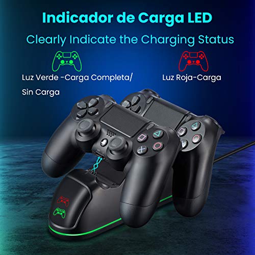 PICTEK Cargador Mando PS4, Soporte Mando ps4 USB con LED Indicador, Estación de Carga ps4, Compatible con Playstation4, PS4, PS4 Pro, PS4 Slim (Cable80CM) PICTEK Cargador Mando PS4, Soporte Mando ps4 USB con LED Indicador, Estación de Carga ps4, Compatible con Playstation4, PS4, PS4 Pro, PS4 Slim (Cable80CM)