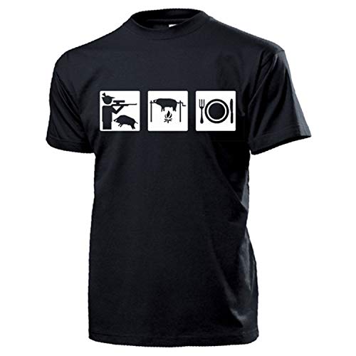 Pictograma cazador Caza Caza Hobby Caza Protección Corzo Jabalí – Camiseta # 16943 negro X-Large