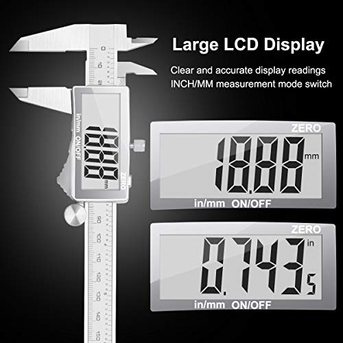 Pie de Rey Digital,Preciva Calibrador digital electrónico de acero inoxidable de 150mm/6pulgadas,Gran Pantalla LCD,Micrómetro de alta precisión,Medida de Diámetro Interior,Exterior,Profundidad Pie de Rey Digital,Preciva Calibrador digital electrónico de acero inoxidable de 150mm/6pulgadas,Gran Pantalla LCD,Micrómetro de alta precisión,Medida de Diámetro Interior,Exterior,Profundidad
