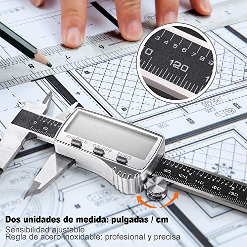 Pie de Rey, Tacklife DC02 Calibre Digital 150mm/6Pulgadas de Acero Inoxidable con Gran Pantalla LCD, Profesional Medición de Diámetro Interior, Exterior, Profundidad y Escalera Calibrador Micrómetro Pie de Rey, Tacklife DC02 Calibre Digital 150mm/6Pulgadas de Acero Inoxidable con Gran Pantalla LCD, Profesional Medición de Diámetro Interior, Exterior, Profundidad y Escalera Calibrador Micrómetro
